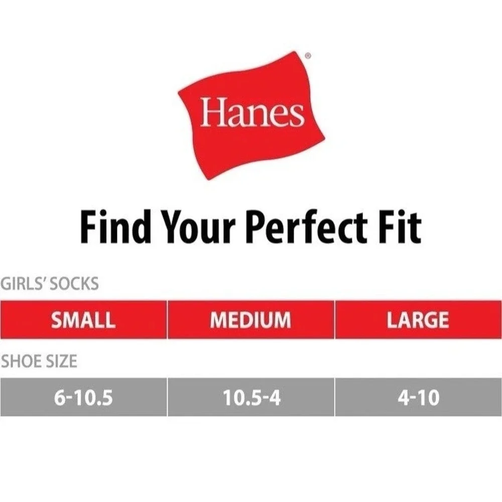 Hanes Girls' Cool Comfort Ankle, 12-Pair Pack Fashion Liner Socks Size M C375